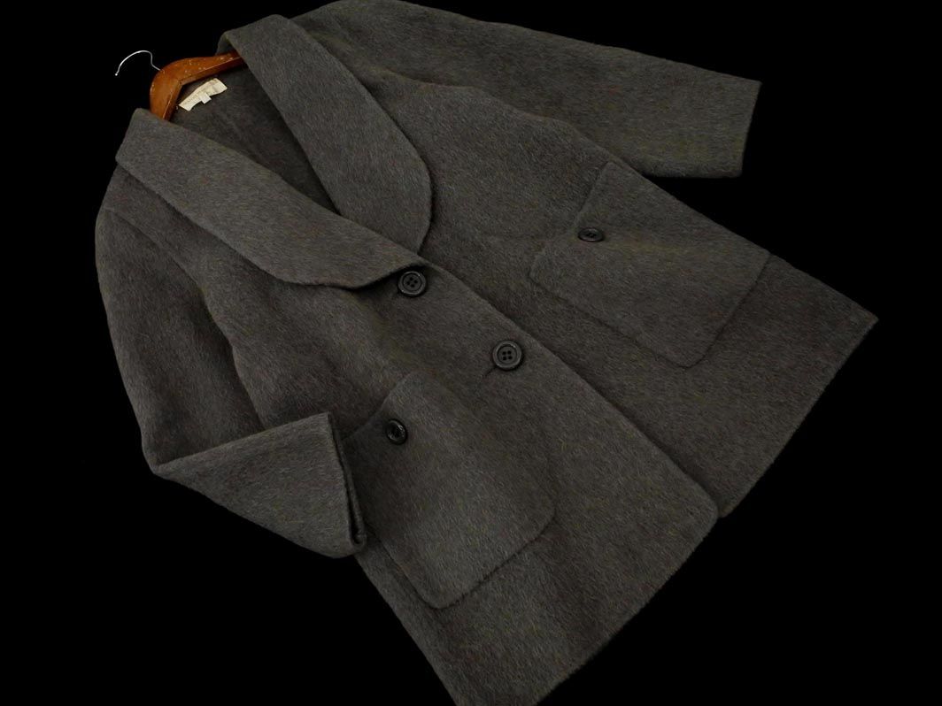 Leilian レリアン アルパカ混 ロング コート size9/ブルーグレー