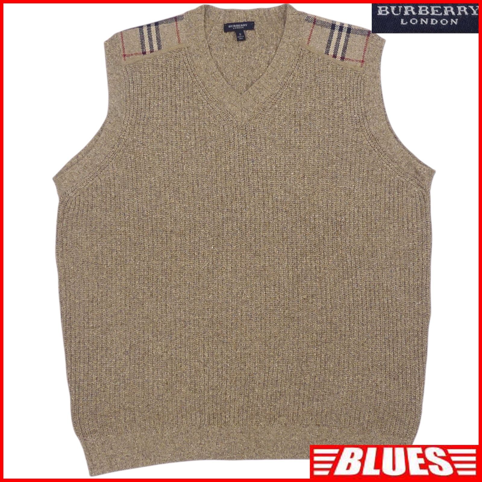 BURBERRY LONDON バーバリー イタリア製 ノバチェック ベスト ジレ S 古着 メンズ シルク 絹 ベージュ ベストサイズS一覧←SEULB屋着古← HS328