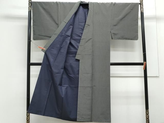 平和屋着物 男性 お召 縞 正絹 th