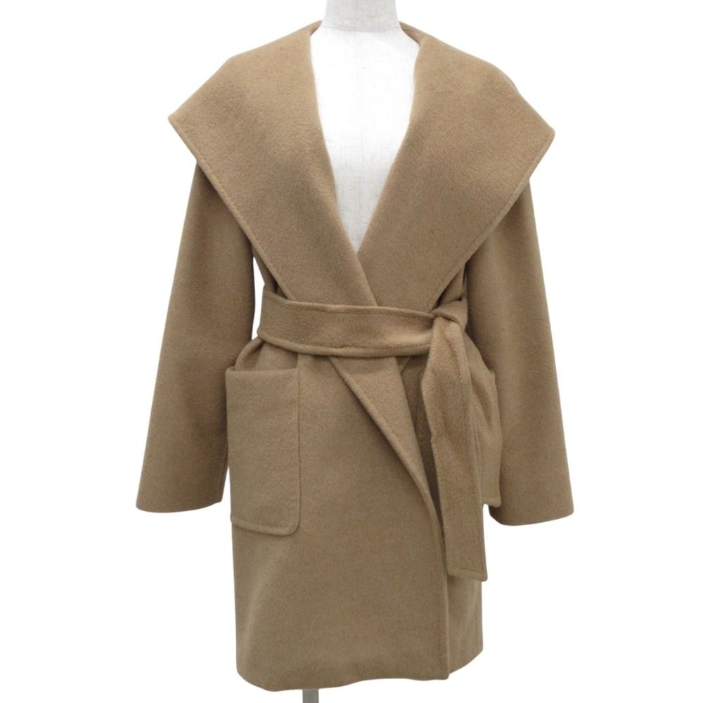 MaxMara□マックスマーラキャメル100％リアルトコート□ガウンコート42