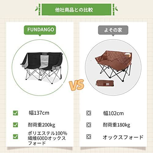 FUNDANGO アウトドア チェア 二人掛け キャンプチェア 折りたたみ 椅子-