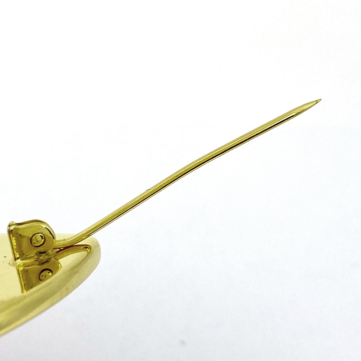 エルメス HERMES エマイユ ブローチ 七宝焼き 扇形 ブローチ GP ブルー