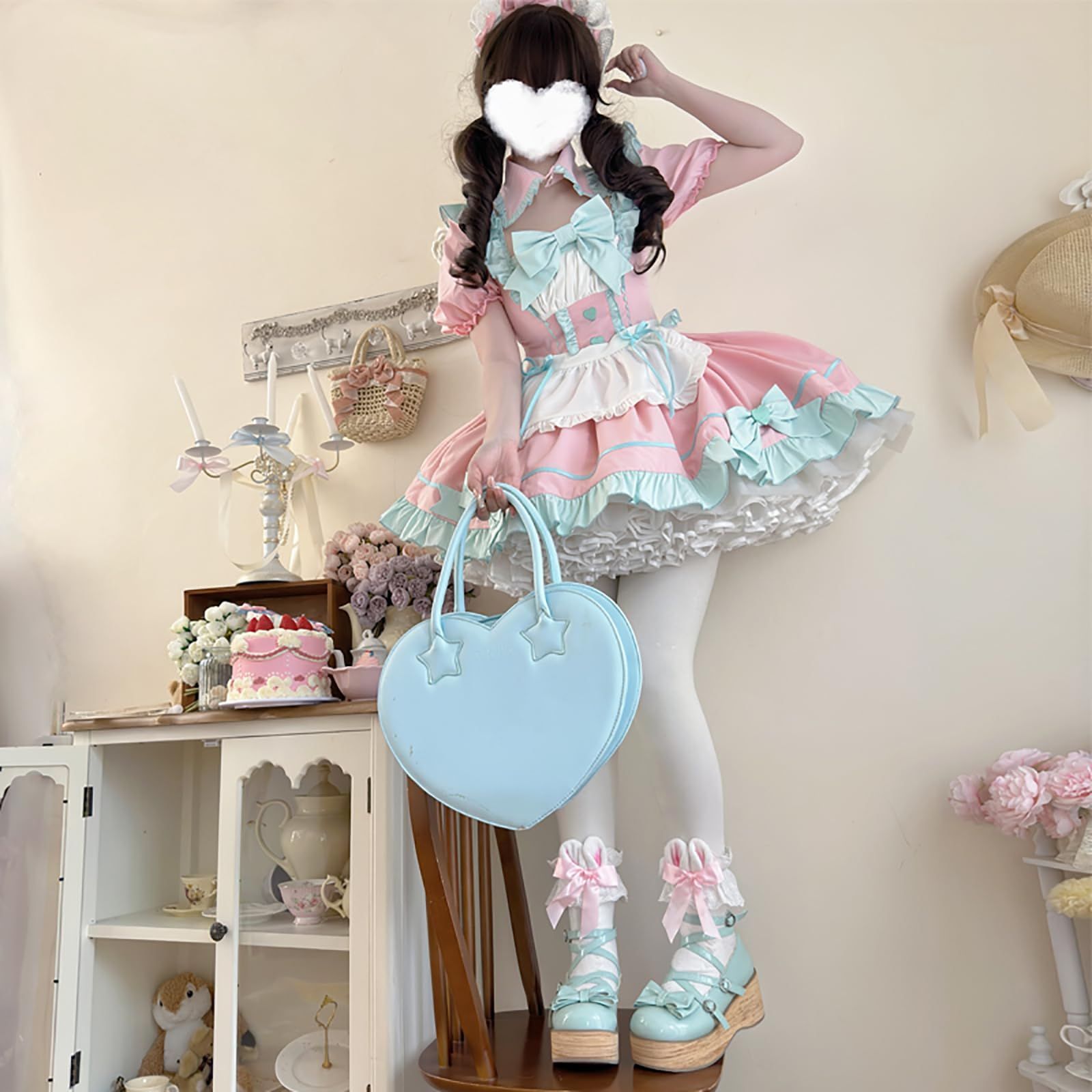 在庫セール】[XHSUKADO] メイド服 3点セット ロリータ