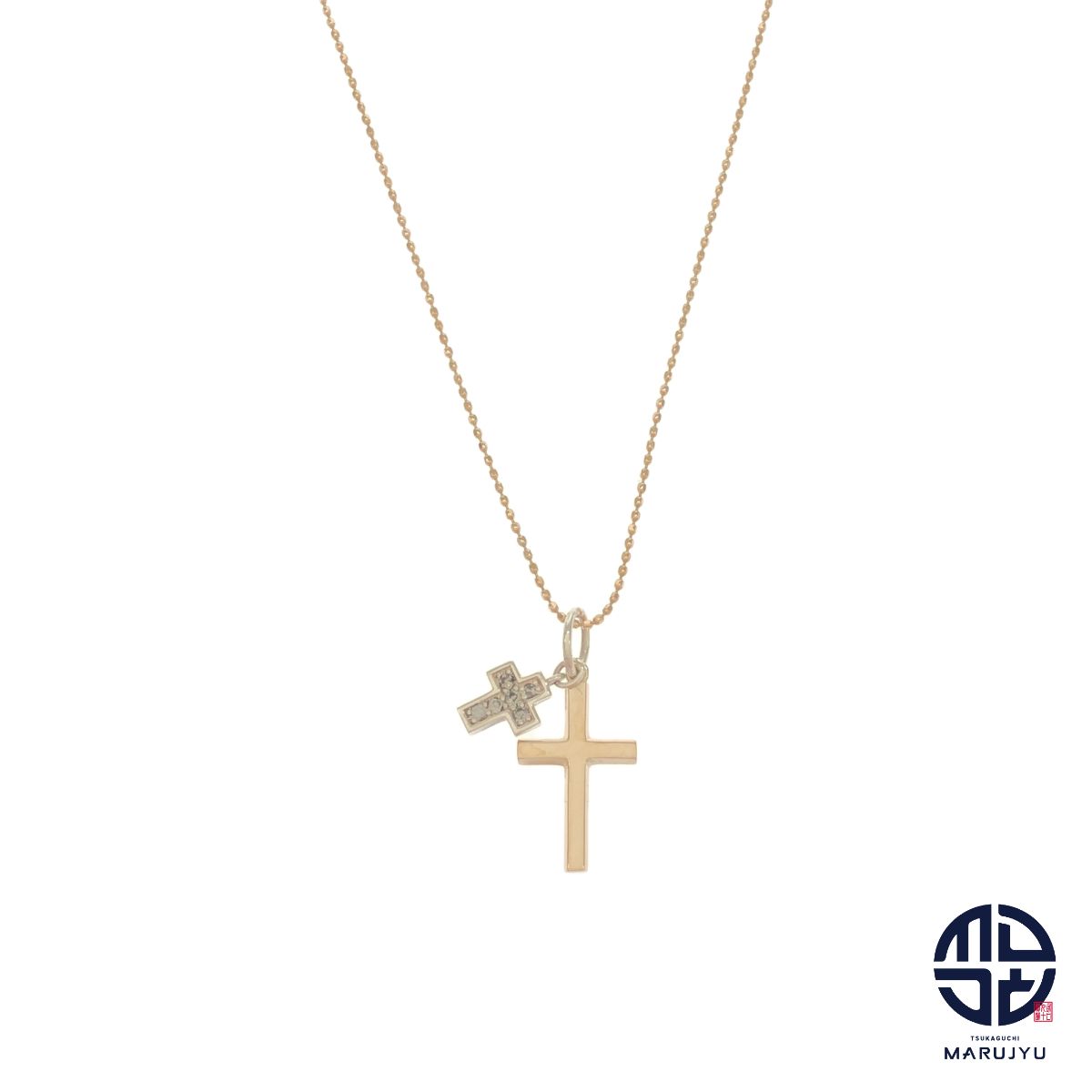 ageteアガット K10 ダイヤ クロス ネックレス K10ダイヤモンド
