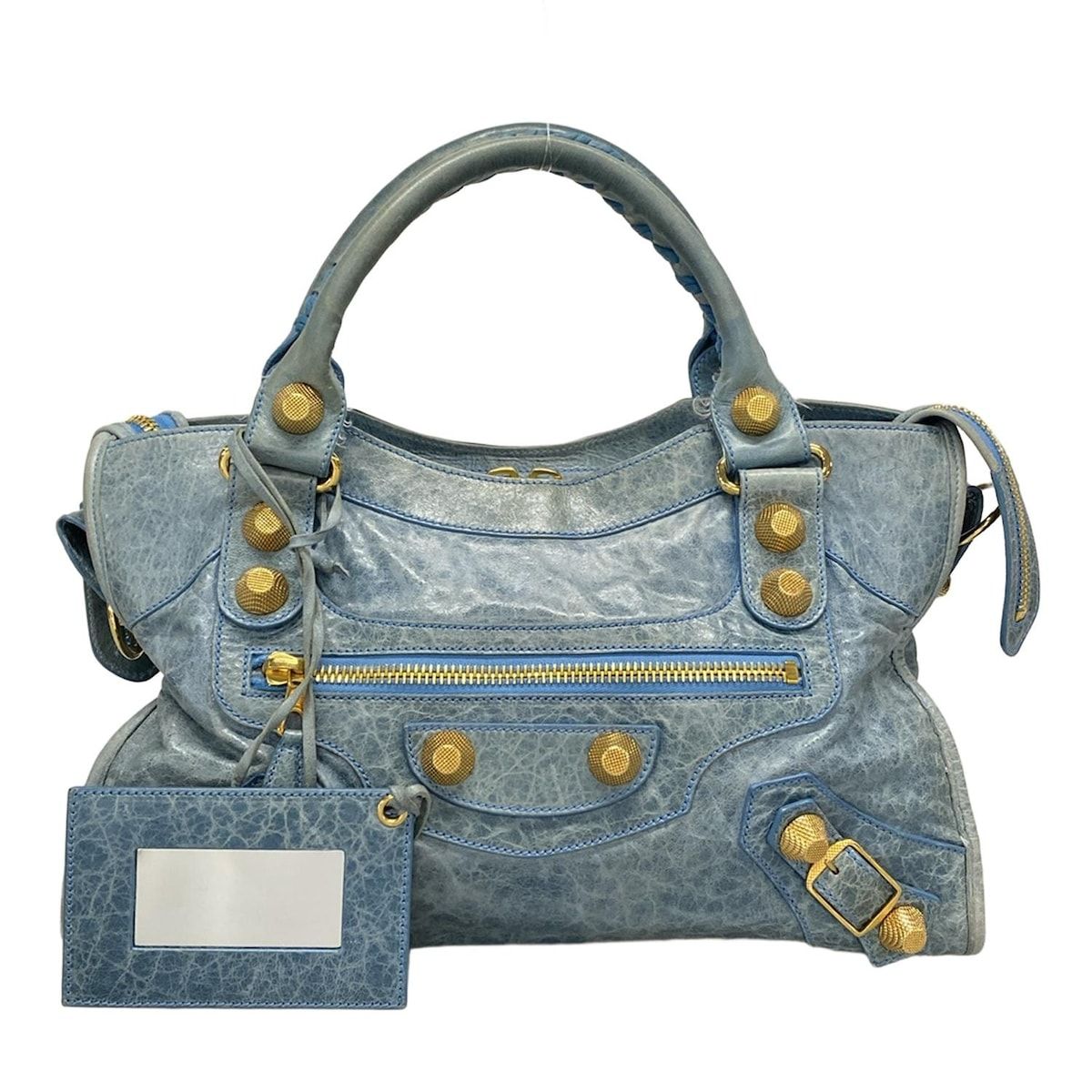 BALENCIAGA バレンシアガ ハンドバッグ ザ ジャイアントシティ 173084 ライトブルー レザー