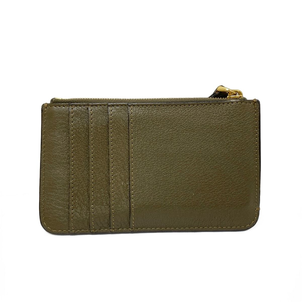 FENDI フェンディ コインケース - 8AP161 カーキ キーリング付き カードケース付き レザー