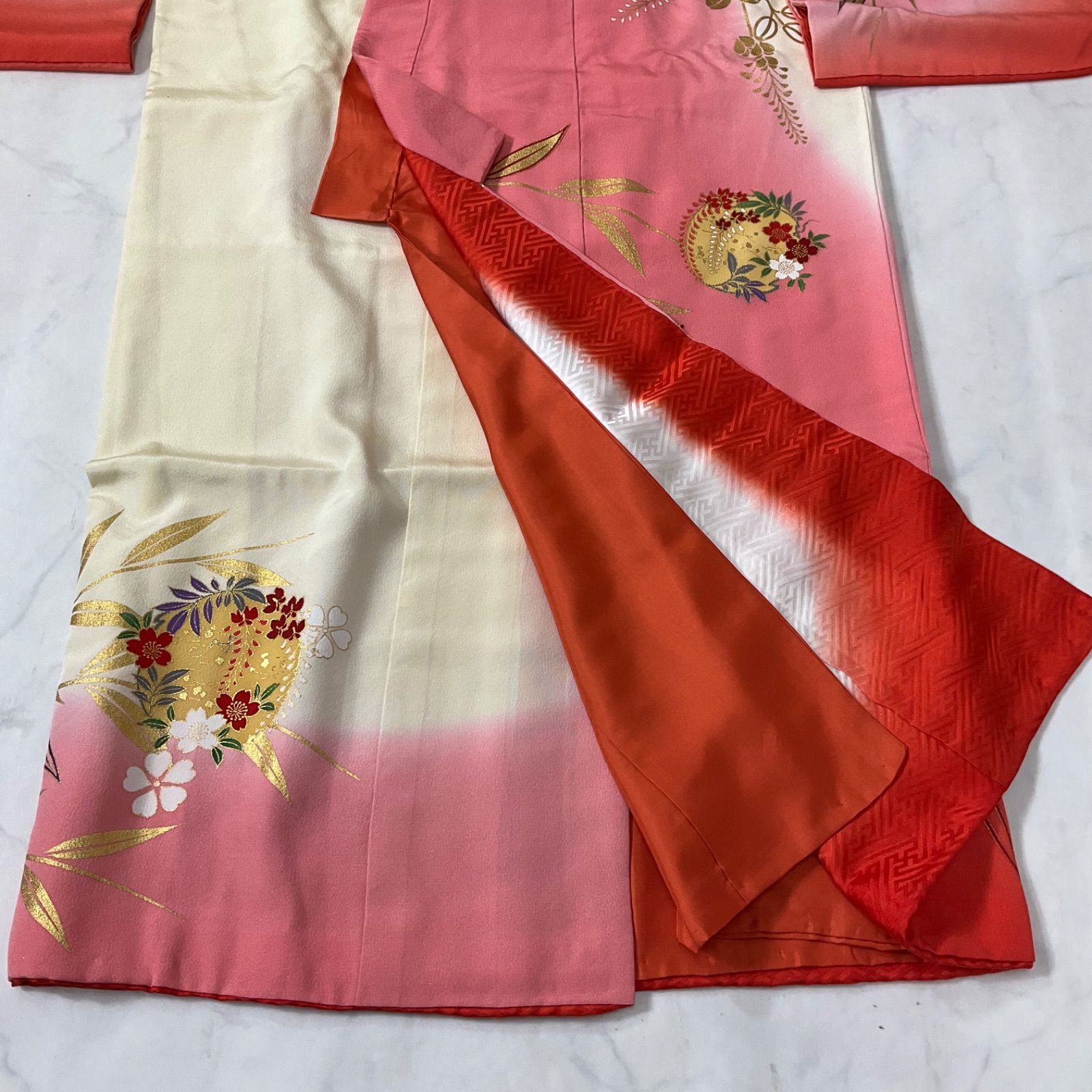 RK551子供着物7歳前後用着丈135センチ裄丈55センチ正絹めちゃくちゃ