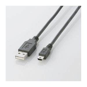 (まとめ)エレコム USB2.0ケーブル(mini-Bタイプ) U2C-M05BK