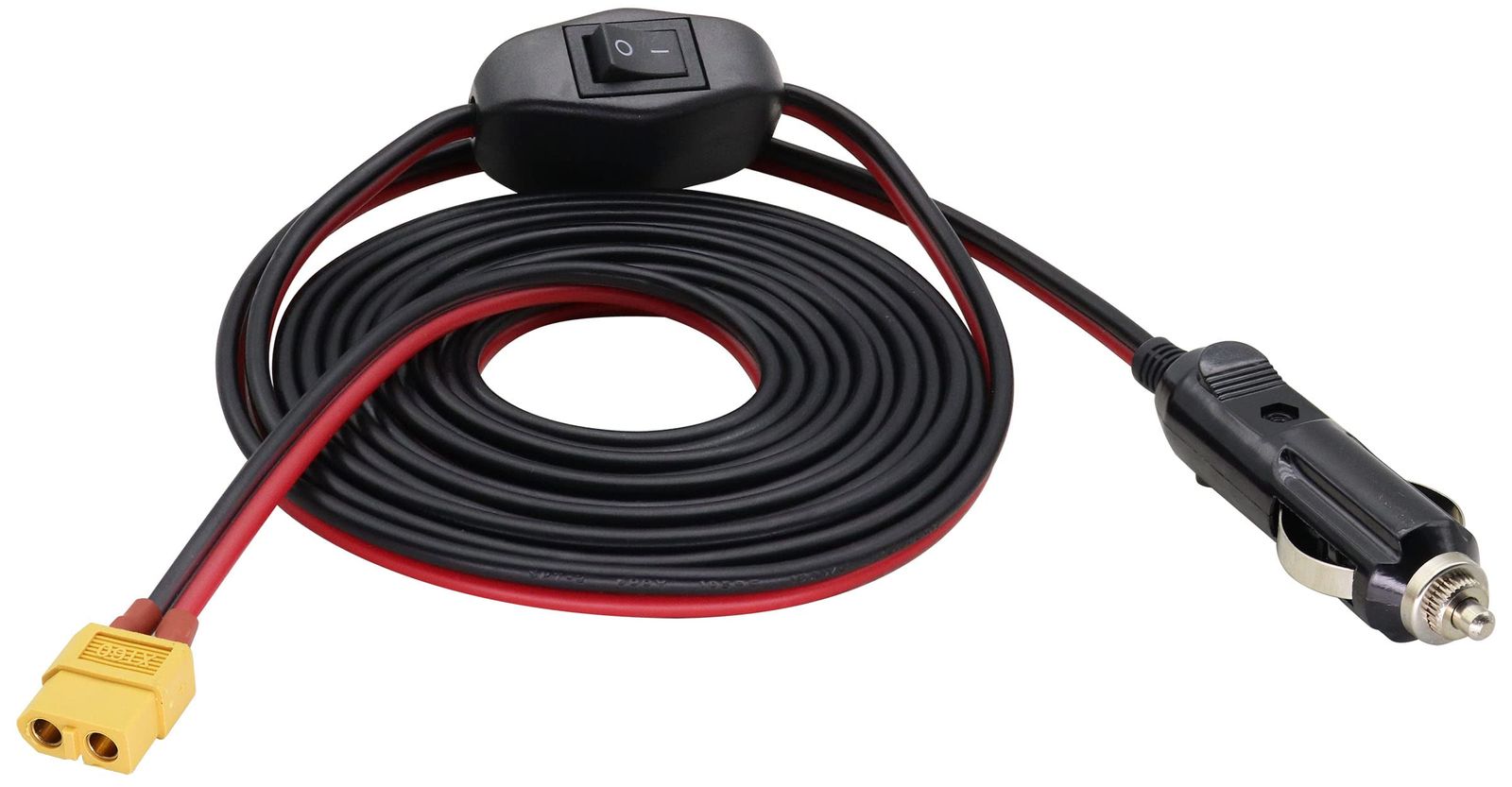 AAOTOKK XT60 メスからシガレットライター スイッチケーブル付き 16AWG XT60 シガーライター オスプラグ充電ケーブル XT60ドローンと他のXT60バッテリー充電機器用 ヒューズ付き (3m/10ft-F)