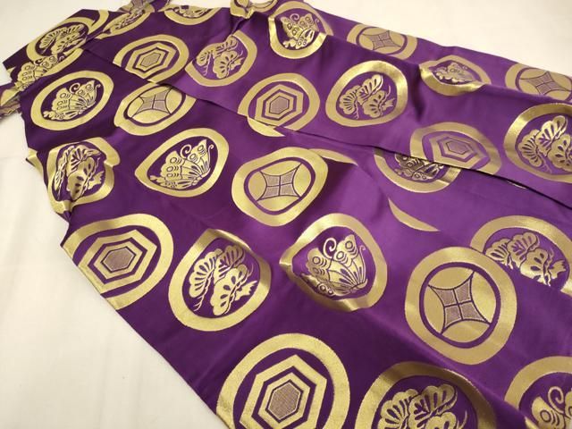 平和屋着物 男性 馬乗り袴 花蝶丸文 金糸 洗える着物 ja