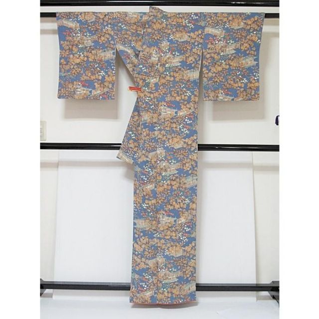 小紋 袷 時代風景絵図 淡ブルー 160cm前後ベスト 超美品 - メルカリ