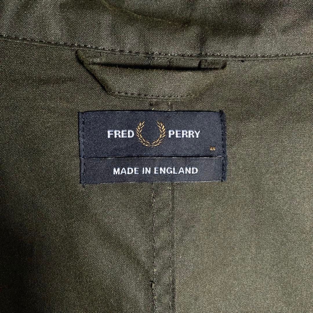 【美品】FRED PERRY オイルドコットンジャケット 刺繍ロゴ 緑 M 美品】FRED PERRY オイルドコットンジャケット 刺繍ロゴ 緑 M