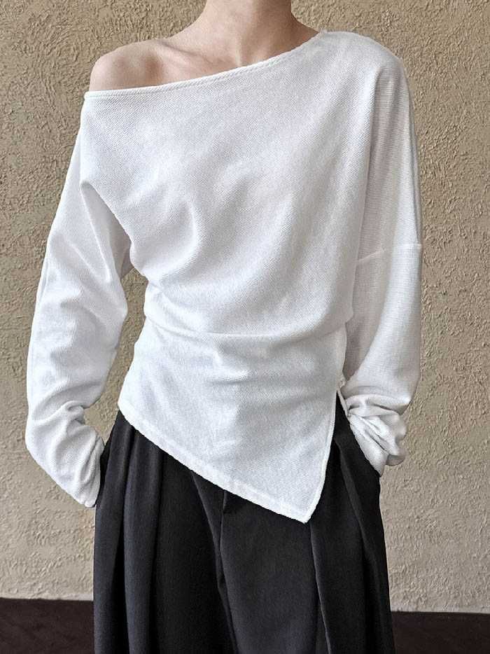 Tシャツ オフショルダー レディース 長袖 オープンショルダー