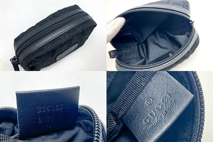GUCCI グッチ 224088 GG柄 ナイロン 黒 ブラック メイクポーチ ポーチ