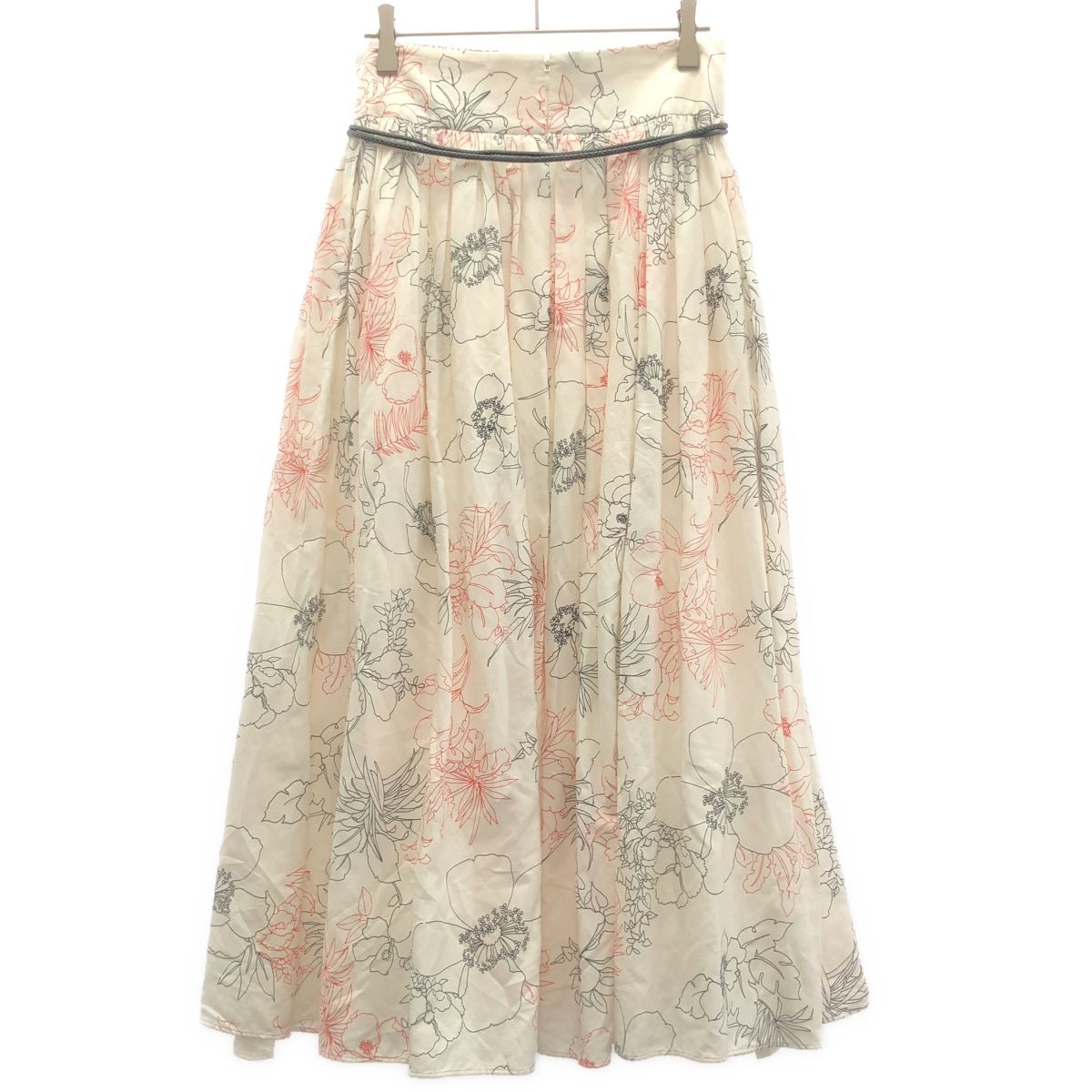 ebure エブール フラワープリントプリーツスカート 2810500135 ホワイト系 36