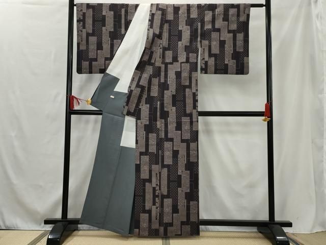 平和屋着物□本場大島紬 色紙風景文 正絹 逸品 未使用 BAAT7201hv