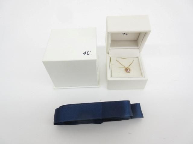 優 4℃ ヨンドシー ハート形4石付き ネックレス ペンダント K10 刻印あり アクセサリー レディース