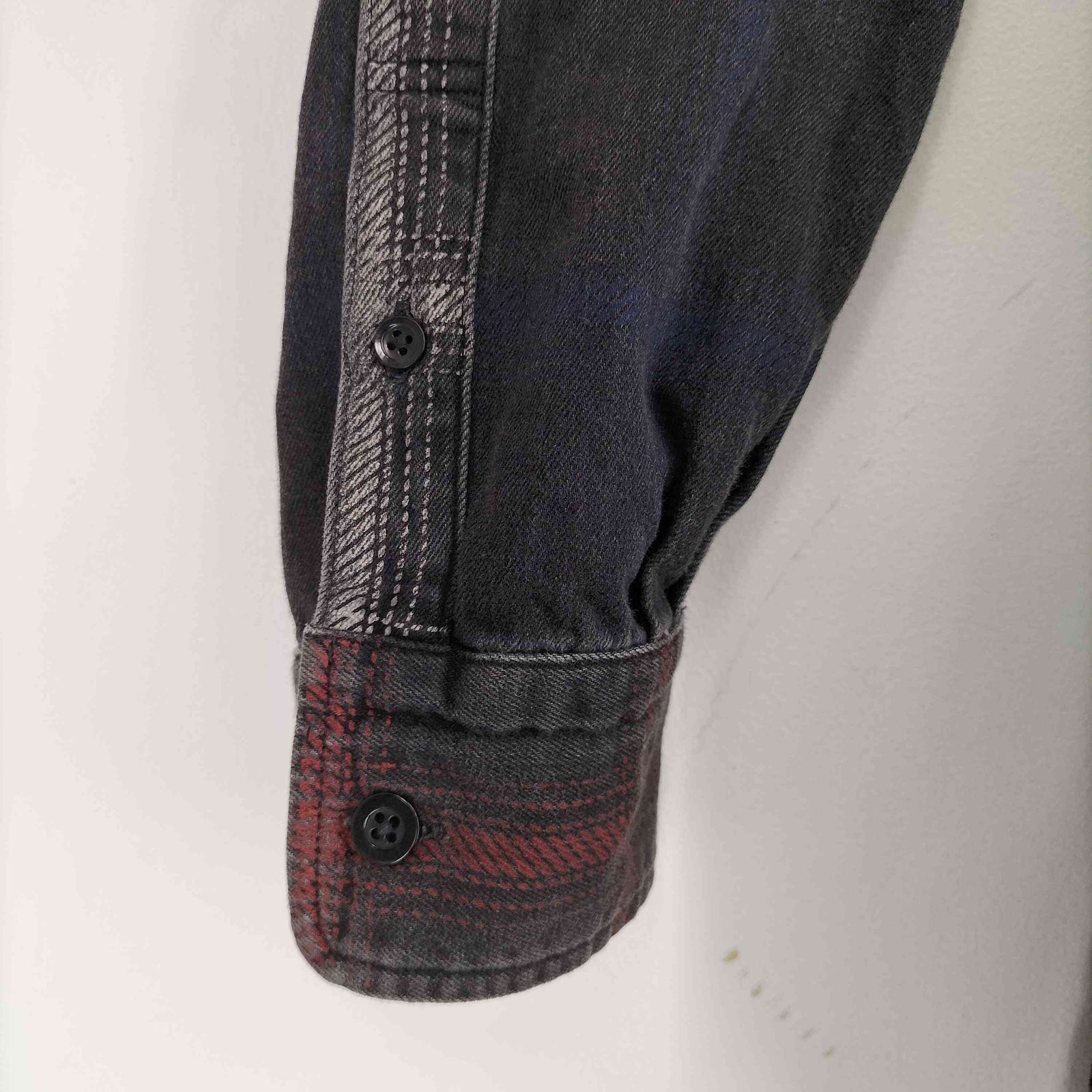 マインデニム MINEDENIM Black Denim Check Print Crazy Big SH