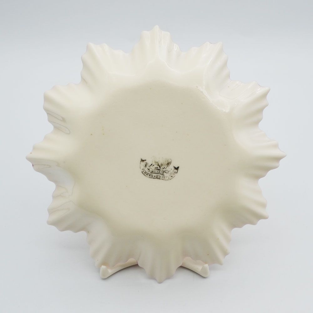 アンティーク 食器 プレート 小皿 トレイ ピンク Belleek ベリーク アイルランド 1891-1926年頃 16A297-2