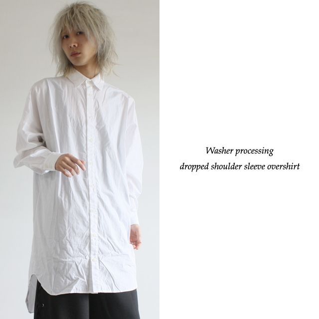 ワッシャー加工ドロップショルダーオーバーシャツ