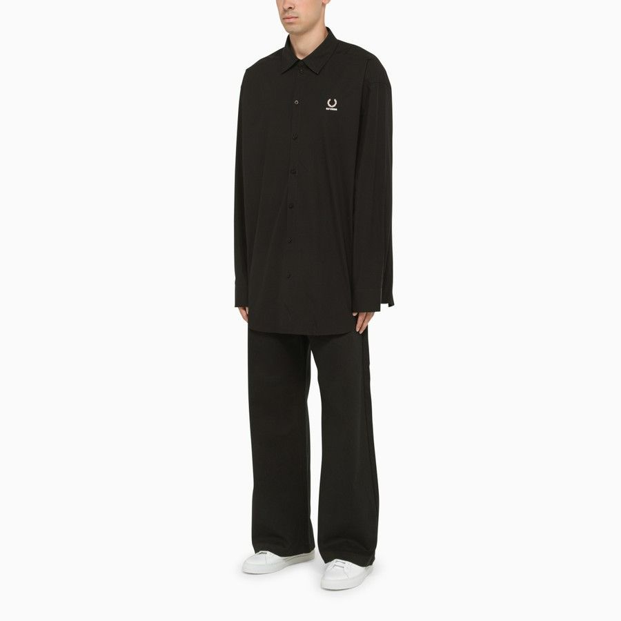 RAF SIMONS FRED PERRY オーバーサイズシャツ 黒 S - メルカリ