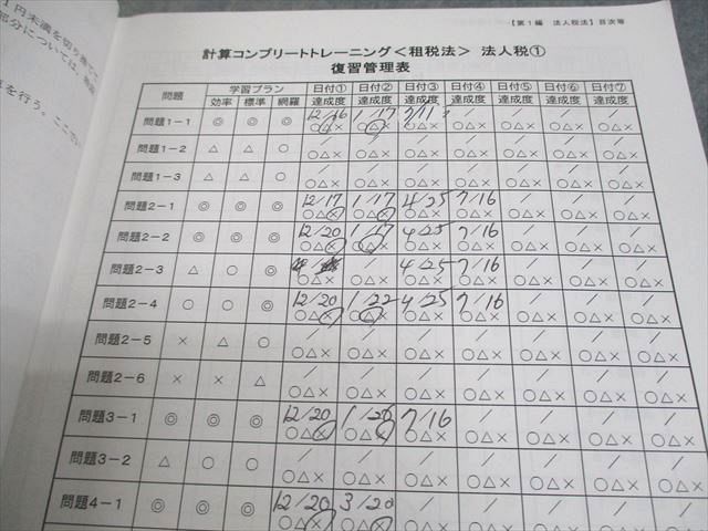 CPA会計学院 公認会計士講座 租税法 計算コンプリート