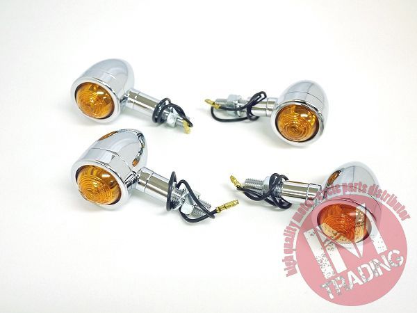クロームメッキ 砲弾ブレット スモールバレットウインカー オレンジ
