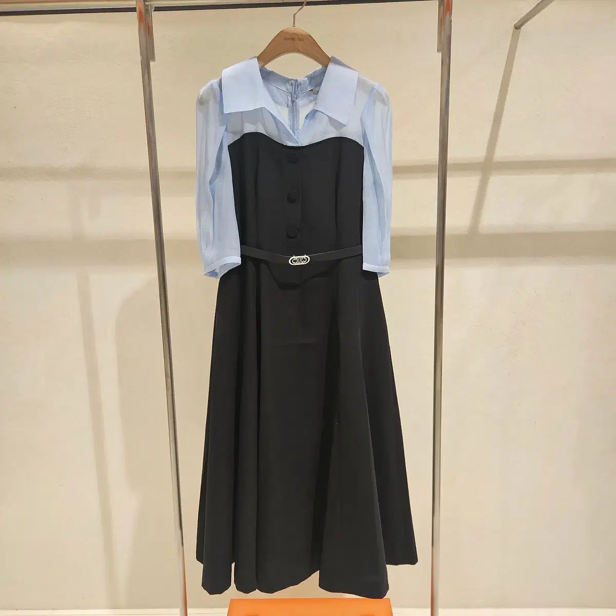 Kenneth lady ケネスレディー 25 年 オープン シャツ レイヤード ベルト付き ワンピース