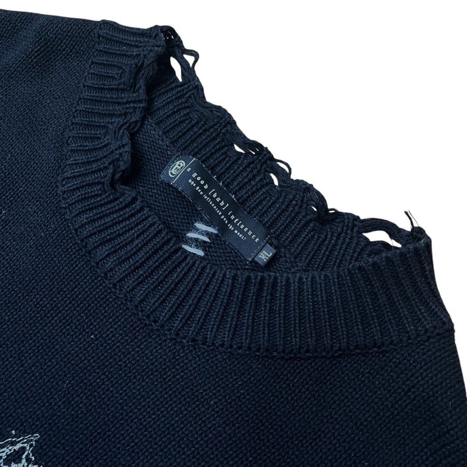 A GOOD BAD INFLUENCE】× OZWORLD DAMEGED KNIT SWEATER ダメージ 