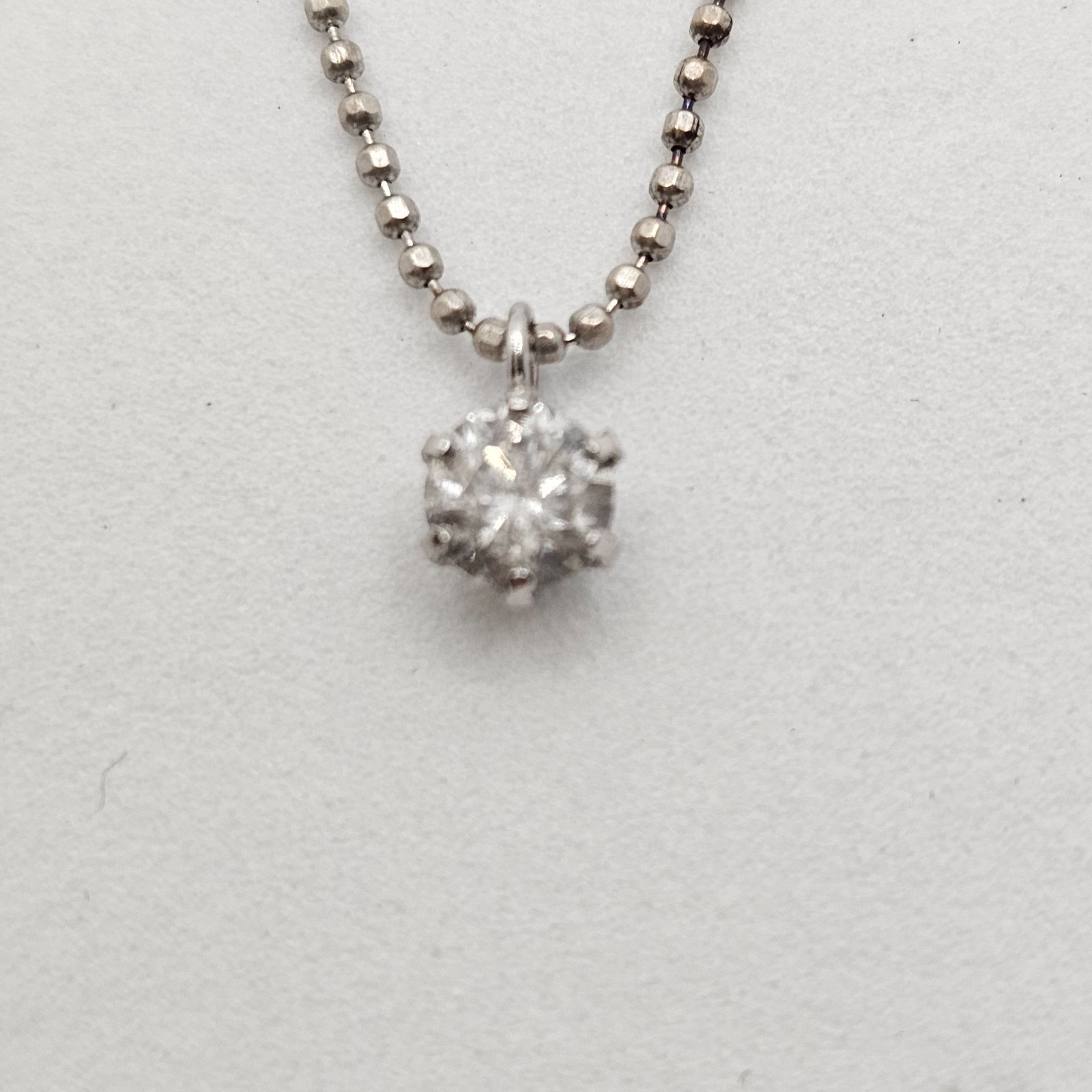 美品】プラチナ Pt1000 1粒ダイヤ0.2ct ✨ボールチェーンネックレス 
