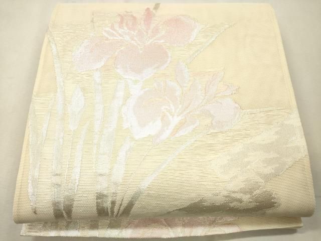 平和屋着物＊夏物 六通柄袋帯 草花文 銀糸 正絹 逸品 CAAS3444eg