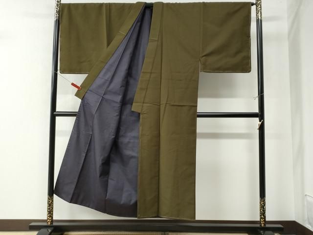 平和屋着物○男性 髭紬 アンサンブル 色無地 璃寛茶色 正絹 逸品  