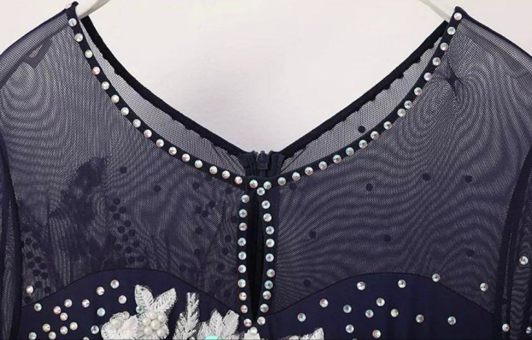 人気！ストーン付きツートンカラースタンダードドレス✨後ろファスナーあり！ 人気！ストーン付きツートンカラースタンダードドレス✨後ろファスナー