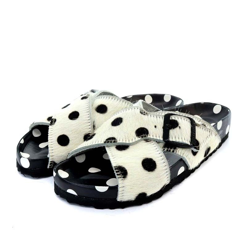 ビルケンシュトック BIRKENSTOCK マノロブラニク 22SS RODRA POLKA DOT サンダル フラット ドット ハラコ 37  24cm 白 ホワイト 黒 ブラック /YO22 - メルカリ