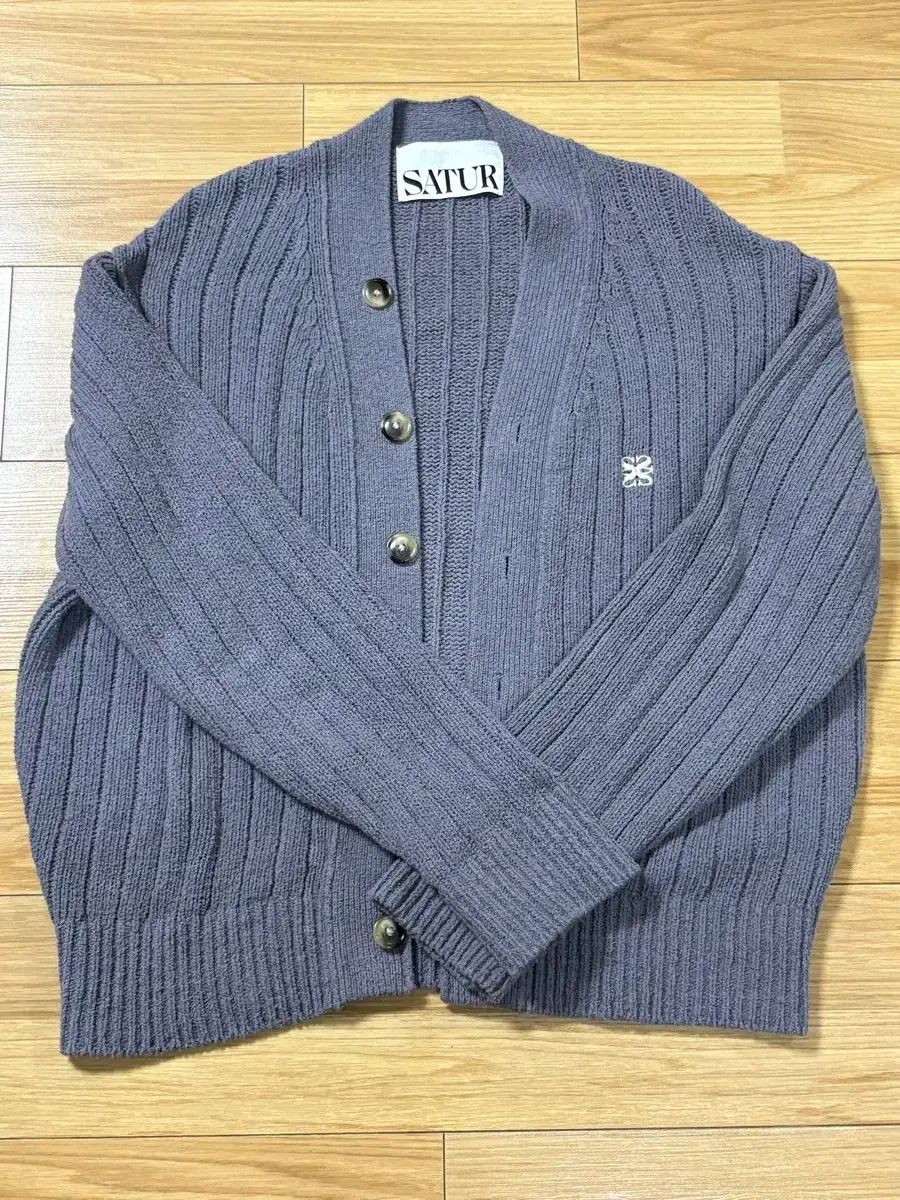 SATUR セター ファロ オーバーサイズ ブークレ カーディガン チャコールグレー L サイズ