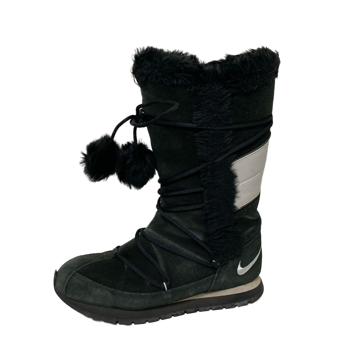 NIKE ナイキ ショートブーツ 25.5 メンズ ウィンタースエードフェイクファー 311959-002 黒×シルバー
