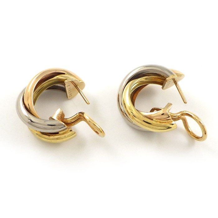 カルティエ Cartier ピアス トリニティ フープ スリーカラー K18PG  