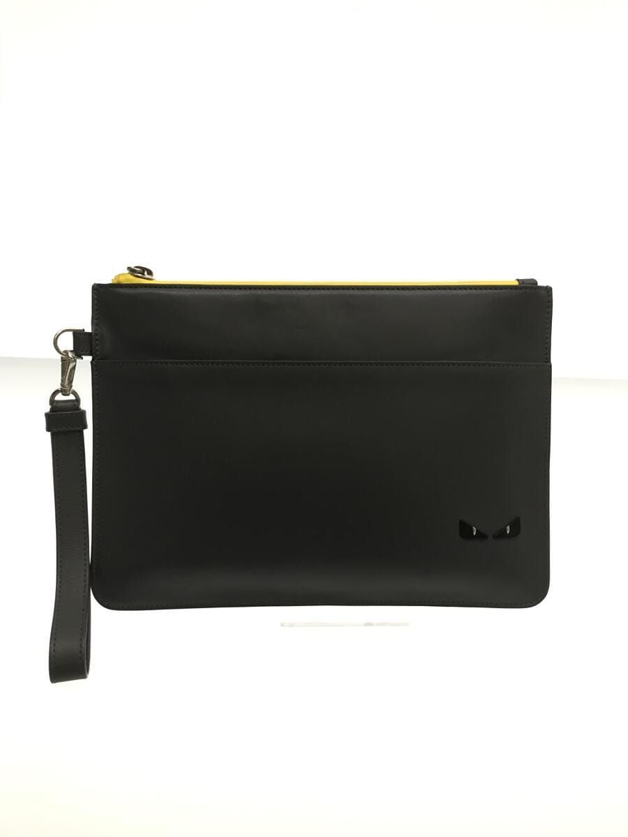 FENDI MICRO OCCHI クラッチバッグ レザー グレー 7N0087-A1WS-F0JGZ