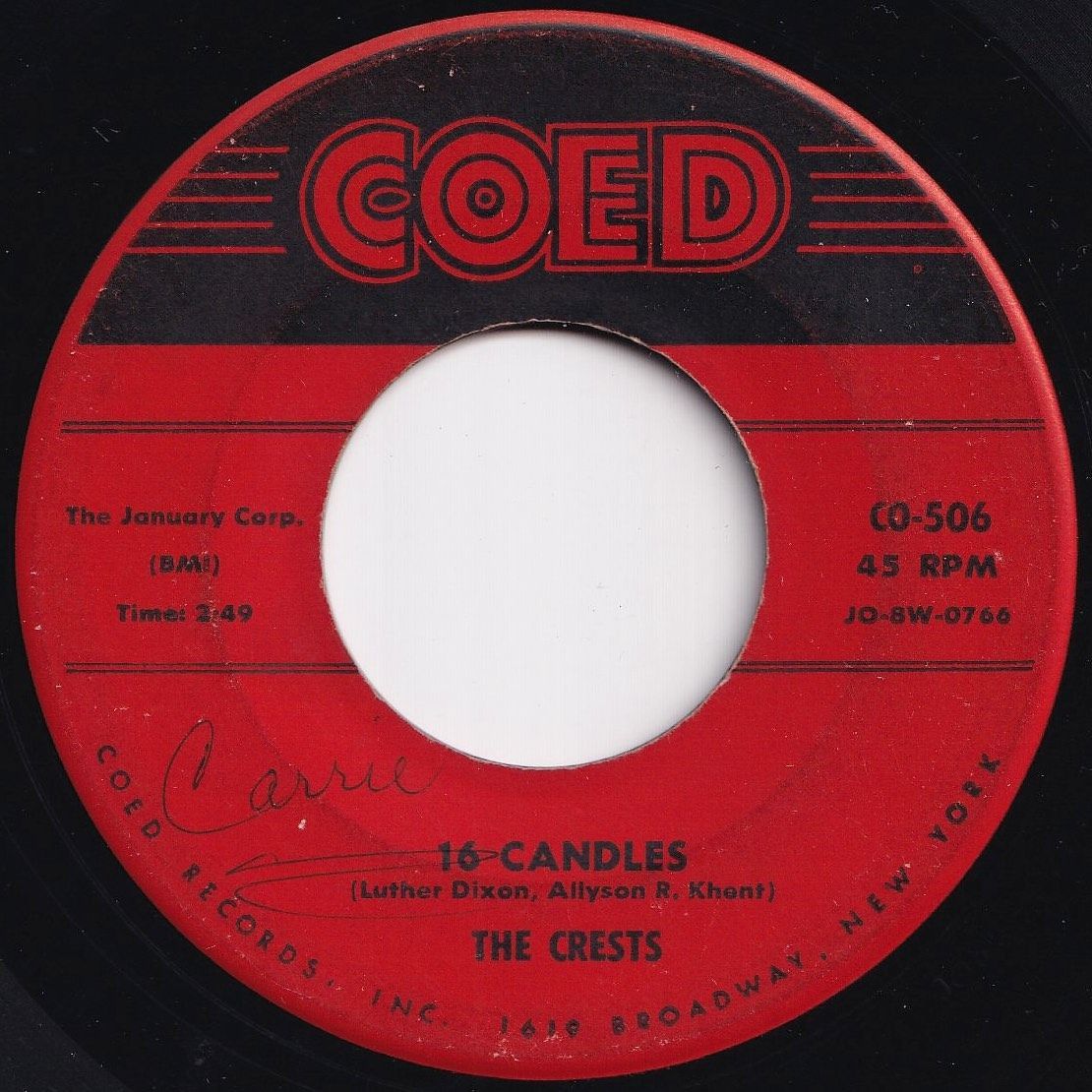 Crests 16 Candles / Beside You Coed US CO-506 205935 R&B R&R