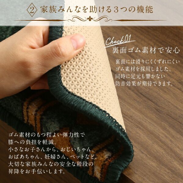 クラシックデザイン半円形階段マット