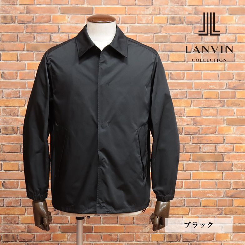 春夏/LANVIN COLLECTION/48サイズ/日本製コーチジャケット 撥水 軽量ポリ ツイル バックプリント ストリート 新品/黒/ブラック/ib154/