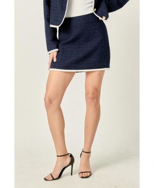 送料無料 イングリッシュファクトリー レディース スカート ボトムス Women s TWEED SKIRT Navy
