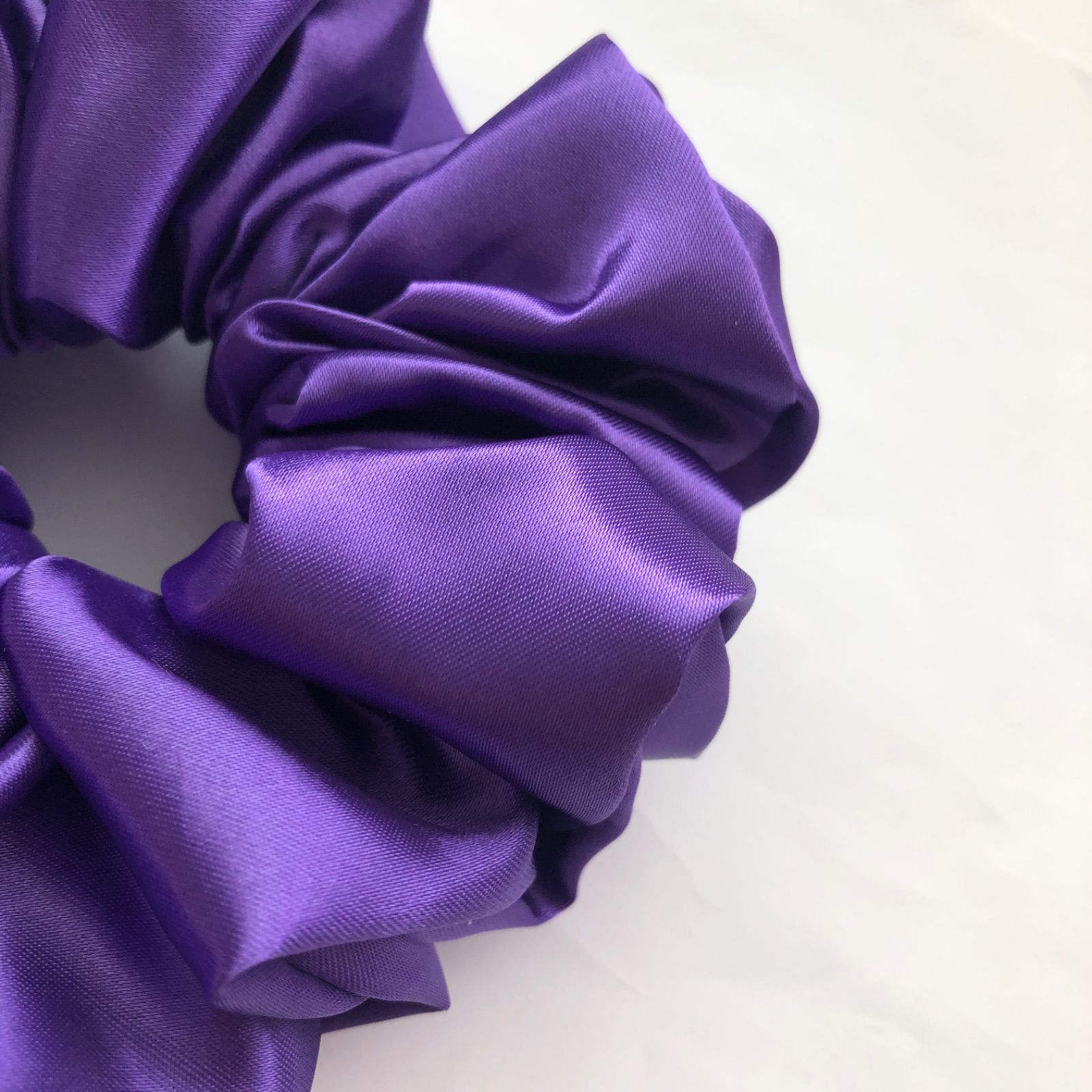 ハンドメイドシュシュM-3165♡くすみパープルジョーゼット♡インド刺繍