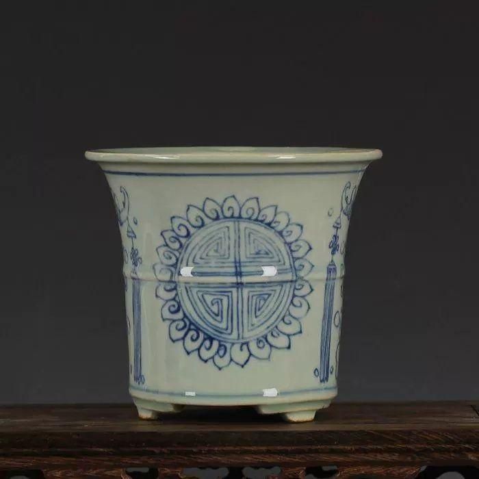 景徳鎮 青花如意紋植木鉢 盆栽鉢 植木鉢 多肉植物鉢 小品盆栽鉢 山野草鉢 景徳鎮 青花如意紋植木鉢 盆栽鉢 植木鉢 多肉植物鉢 小品盆栽鉢