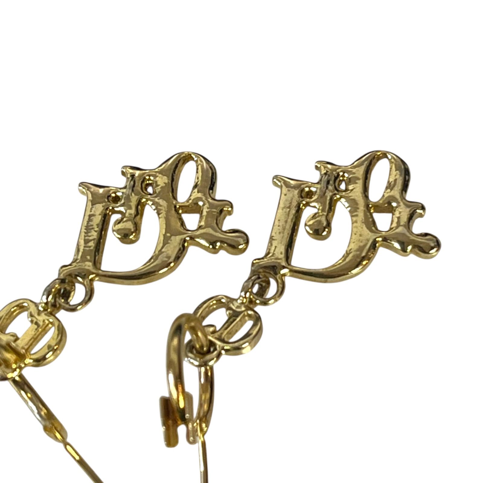 管32447】Christian Dior ディオール ロゴ ピアス ゴールド CDチャーム