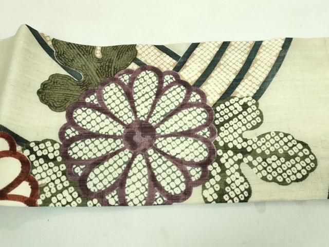 平和屋着物□極上 九寸名古屋帯 草花文 薄い錆青磁色地 逸品 DZAA7184kh5