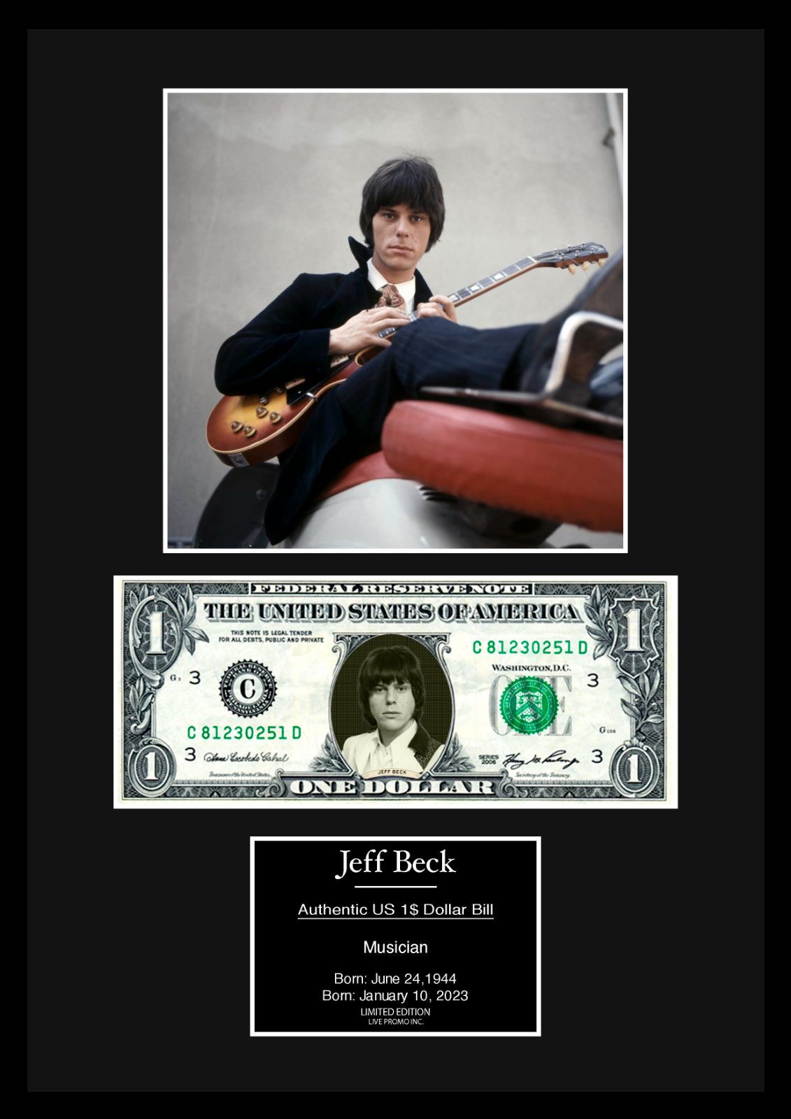 Jeff Beck/ジェフ・ベック】ギタリスト/フレーム証明書付-2dc - NYC718 