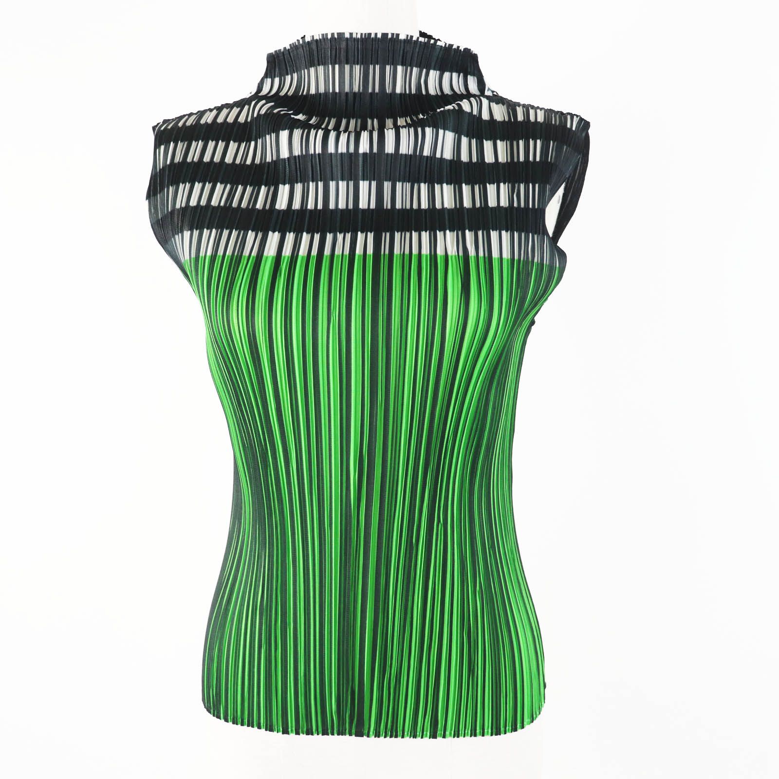 ◎PLEATS PLEASE プリーツプリーズ イッセイミヤケ PP64-JK533 ハイネック ノースリーブ カットソー ブラック グリーン ホワイト 3 レディース