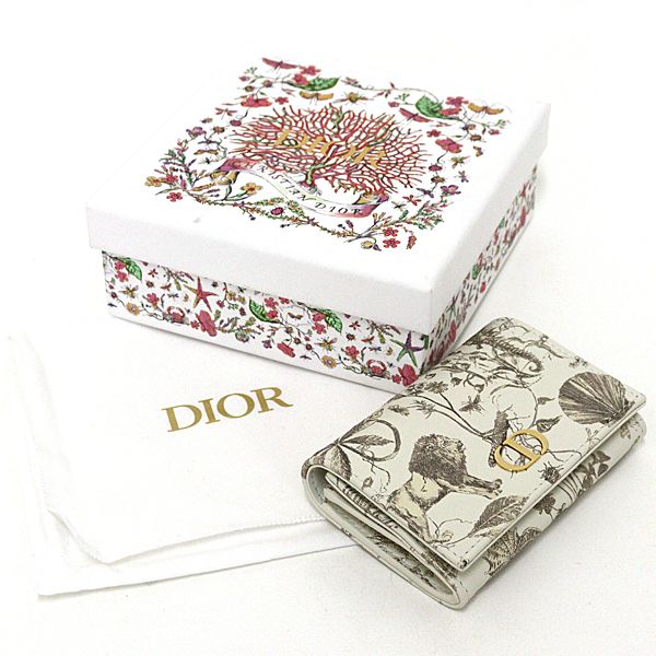 クリスチャン ディオール Christian Dior カロ グリシン ウォレット Caro Glycine レザー 二つ折り財布 S5132 ホワイト系 未使用品 クリスチャン ディオール Christian Dior カロ グリシン ウォレット