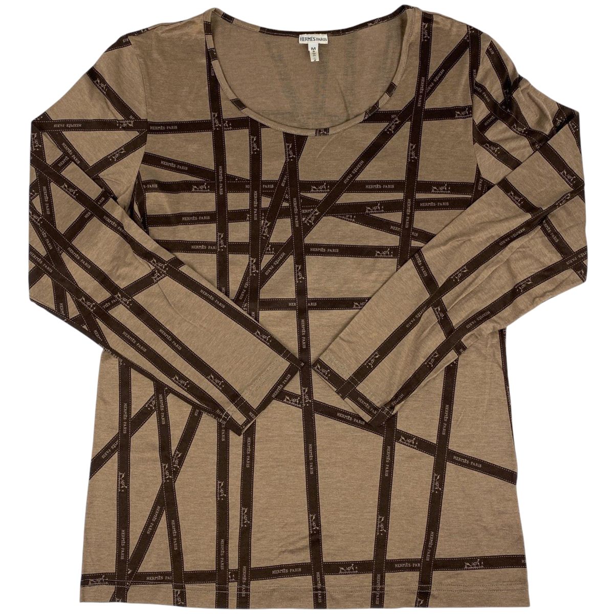 エルメス HERMES ボルデュック柄 長袖Tシャツ リボン マルジェラ期